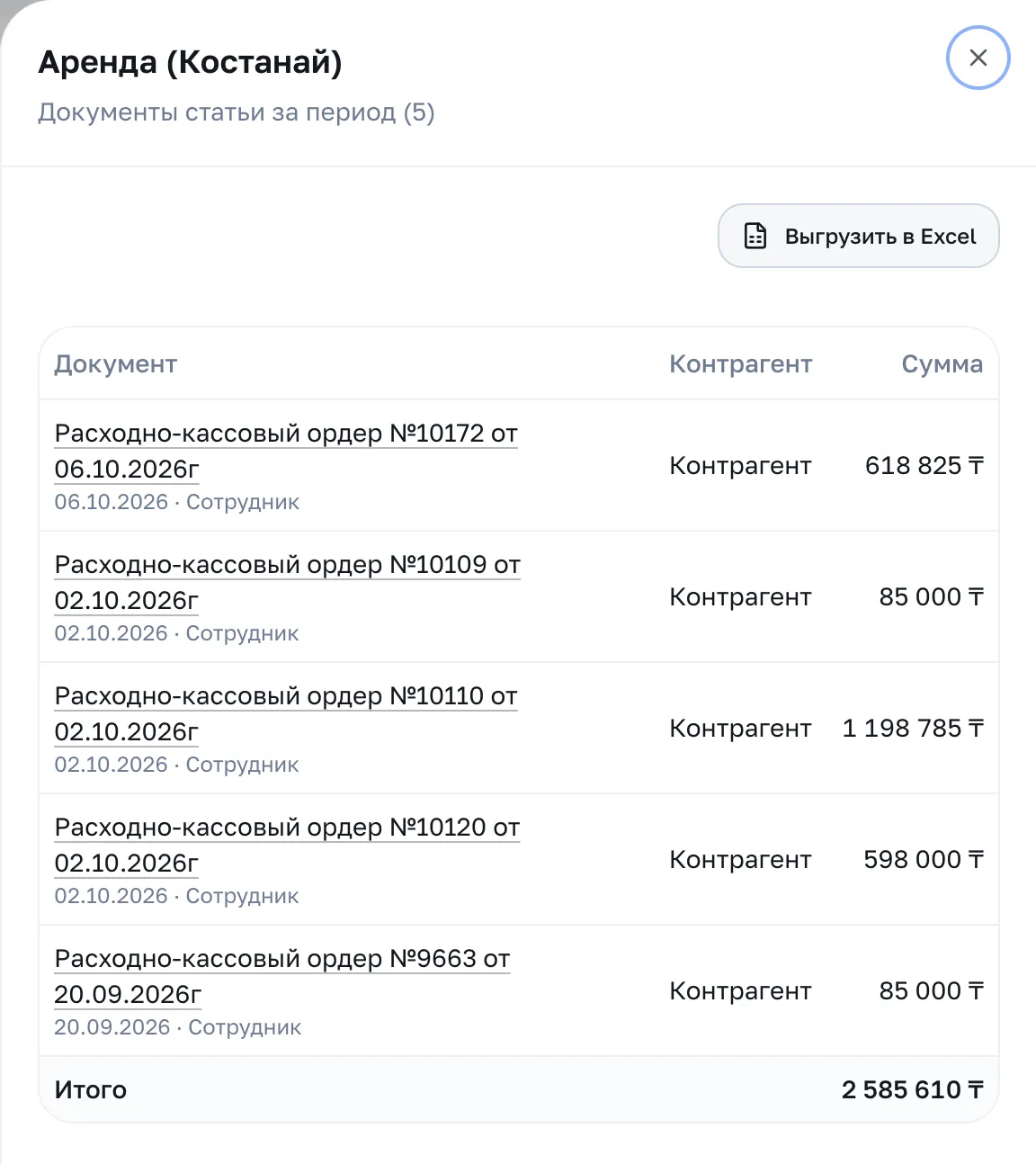 Шторка с документами статьи «Аренда»